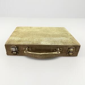 Vintage Backgammon Game Travel Case Corduroy Folding Board Dice Chips 60s 70s